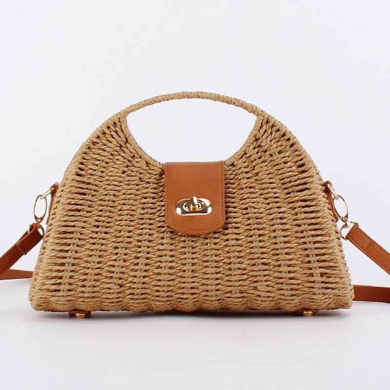 Casual Woven Basket Bags Women Handbags Handmade Summer Beach Straw Shoulder Crossbody Bag 2025