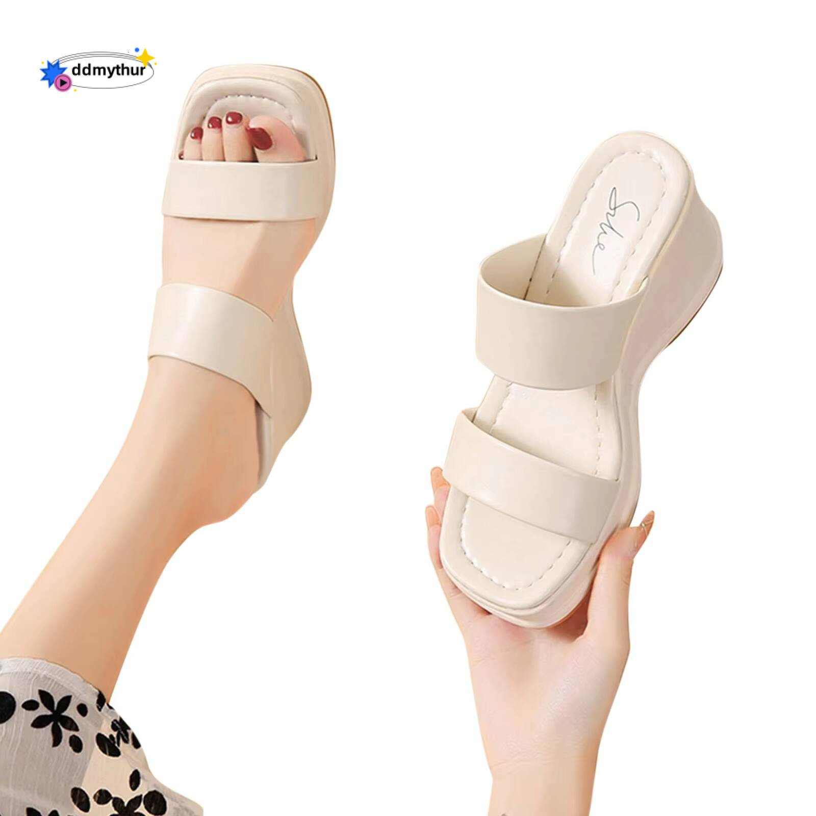 Free Shipping Summer Wedge Heel Thick Sole Solid Color Womens Dress Casual Pineapple Sandals For Women ddmythur