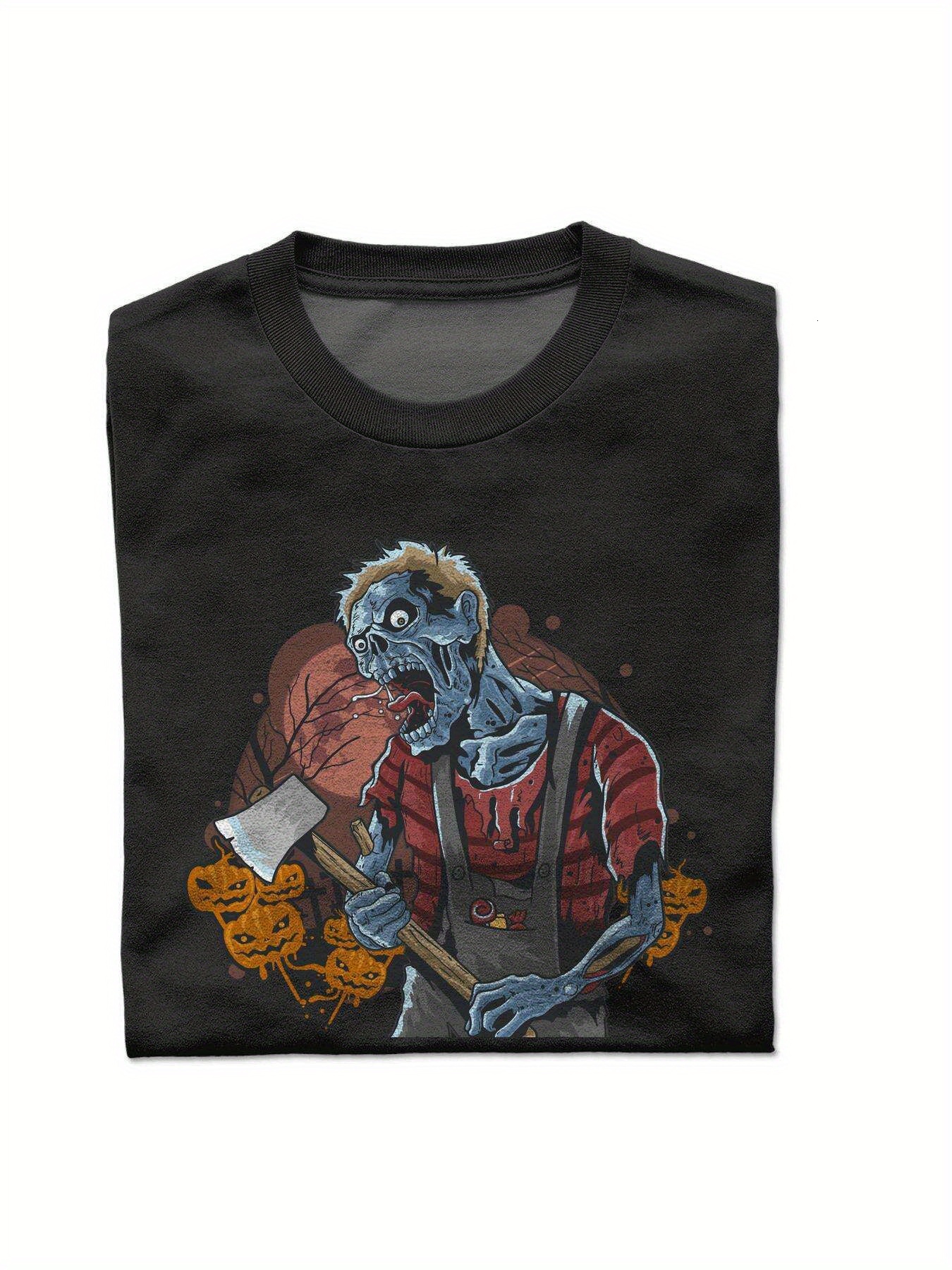 Dongdumaoyi White Men T Shirts Round Collar Text Adult Cotton 180G S-3Xl Short Sleeve Black Graphics Halloween cdee