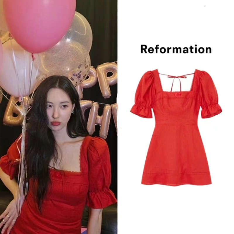 Devise Promdress Summer Dress Designer Dresses Luxury Dress N637 Xuanmei Celebrity 2025 New Square Neck Linen Waist-cinching A-line Short Dress French