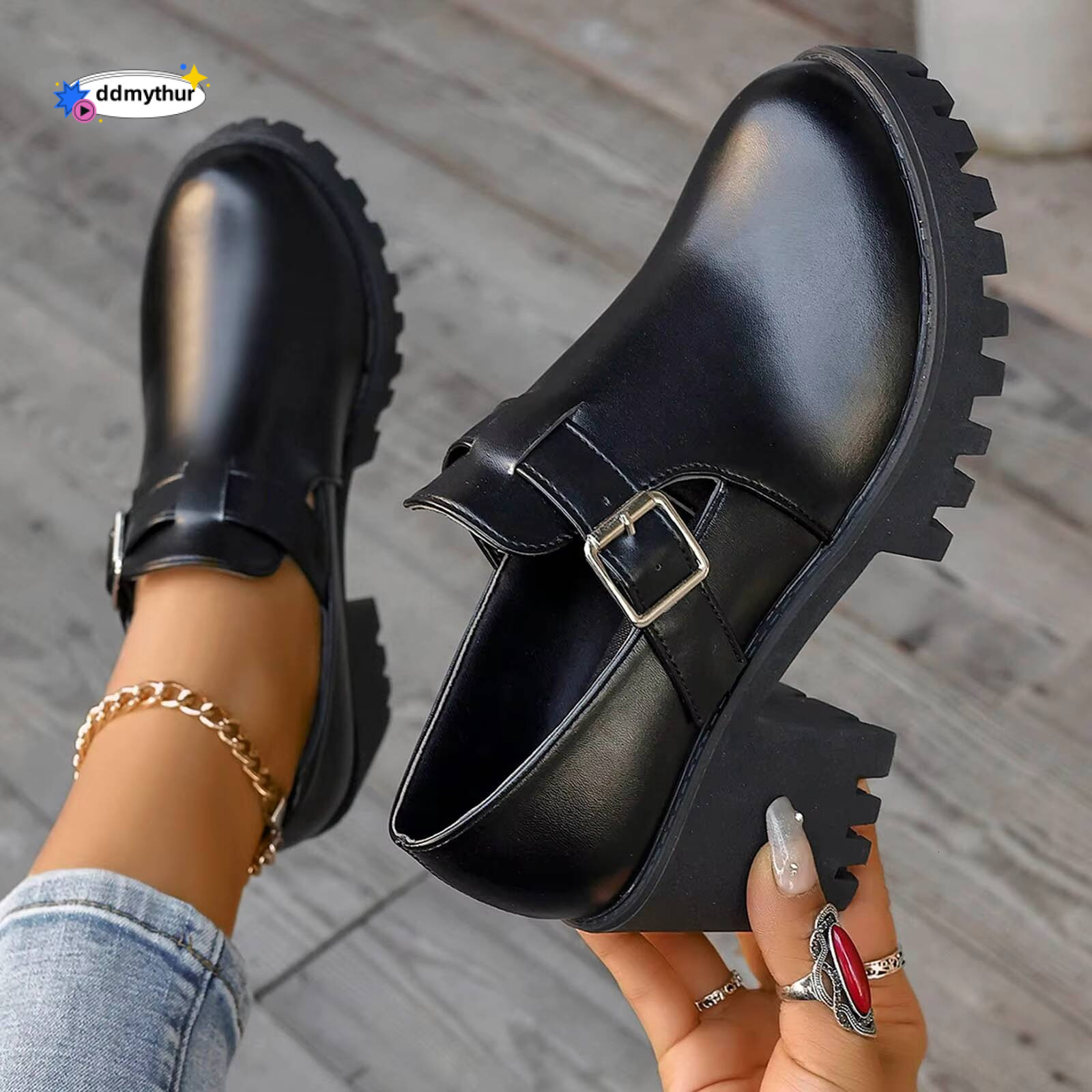 Heel Women'S Fashion Round Head Belt Buckle Single Shoes Chunky High Heels Casual Close Toe Wedge Sandals For Women ddmythur