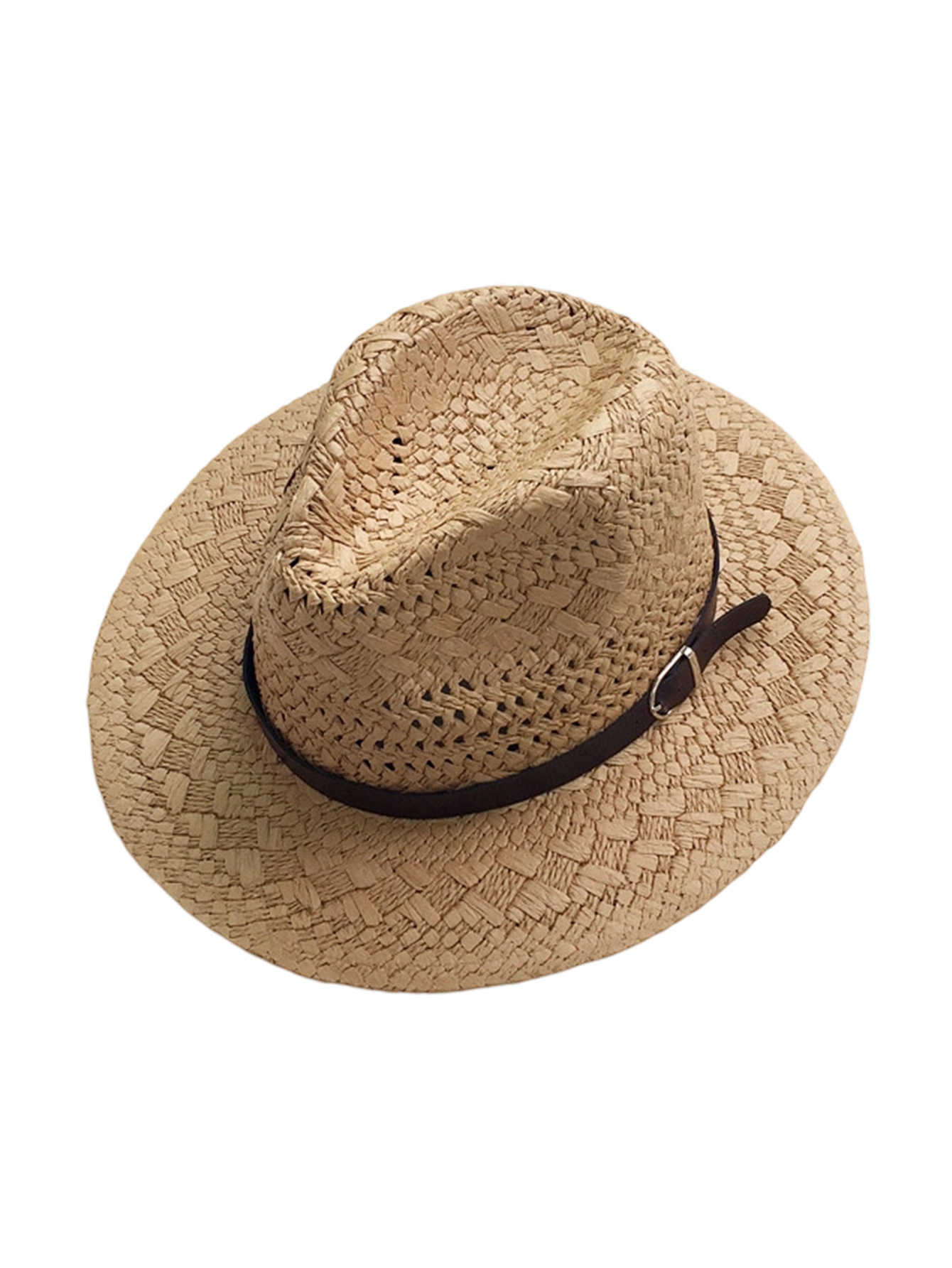 Summer Hat for Women, Sun Protection Visor Hat with Belt Buckle, Versatile Beach Woven Straw Hat, Outdoor Travel Sun Hat 250615