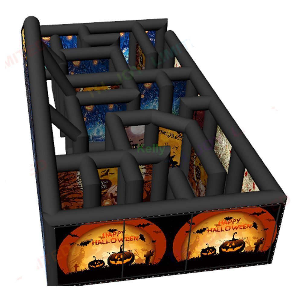 10mLx6mWx3.5mH (33x20x11.5ft) Free Delivery outdoor activities inflatable maze tag with skull scary printing Haunted House for sale