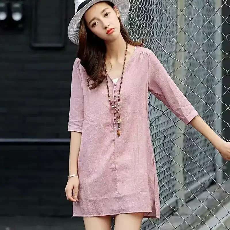 Woman Dress Midi Soft Dresses for Women Loose Holiday Beach Retro Trendy Hot 2025 Fashion Summer Xxl Harajuku on Sale Clearance