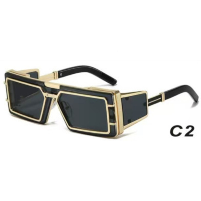 25 New High-End Full Metal Inlaid Frame Cyberpunk Square Fashion Trendy Sunglasses For Men And Women