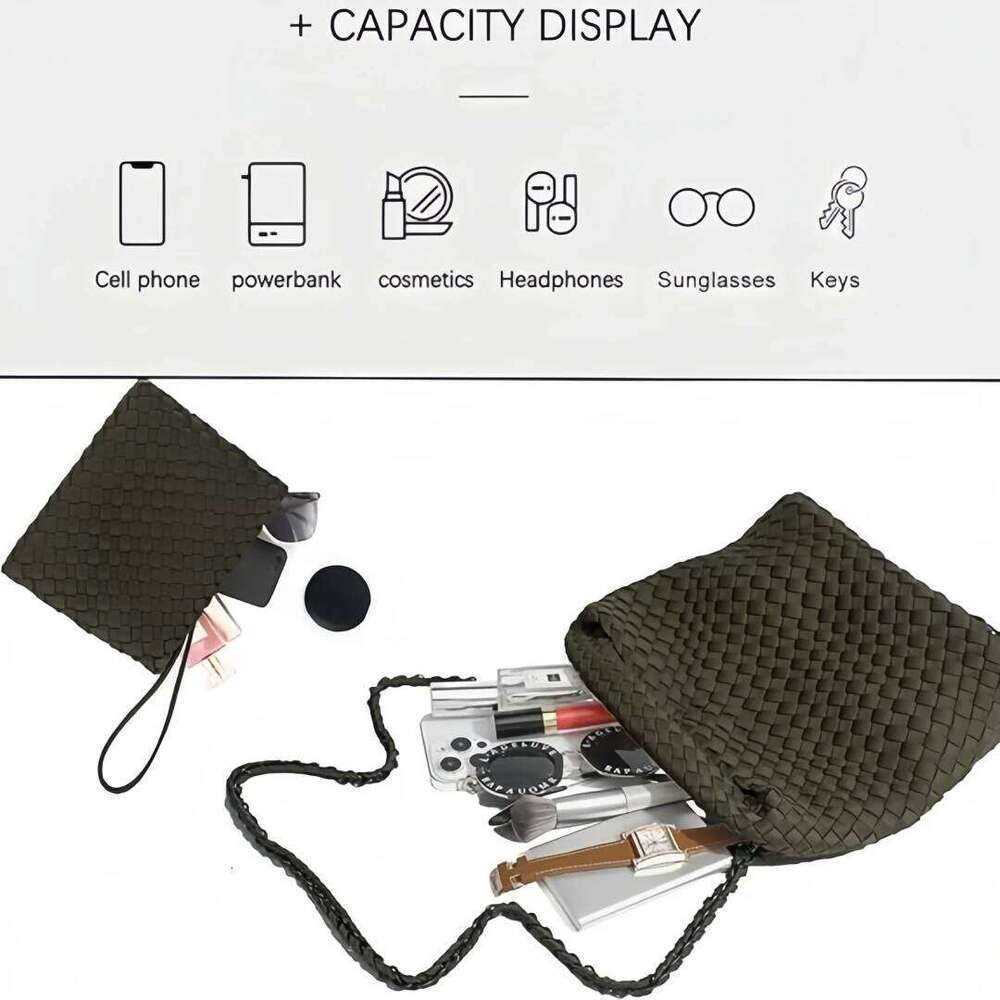 Neoprene Weave For Women Ladies Crossbody Handbag Trendy Shoulder And Bucket Bag, Top-Handle Tote Hobo Satchel With Purse