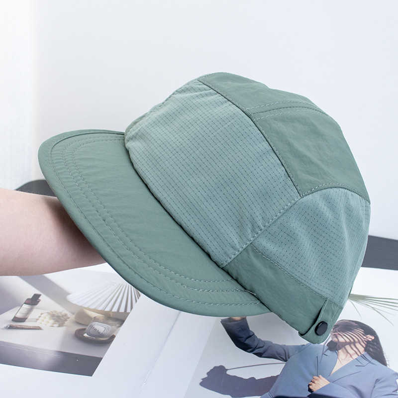 Lightweight Breathable Quick-Dry Patchwork Baseball Cap for Women, Quick-Dry Outdoor Casual Five-Piece Design Sun Hat with Flat Brim 250615