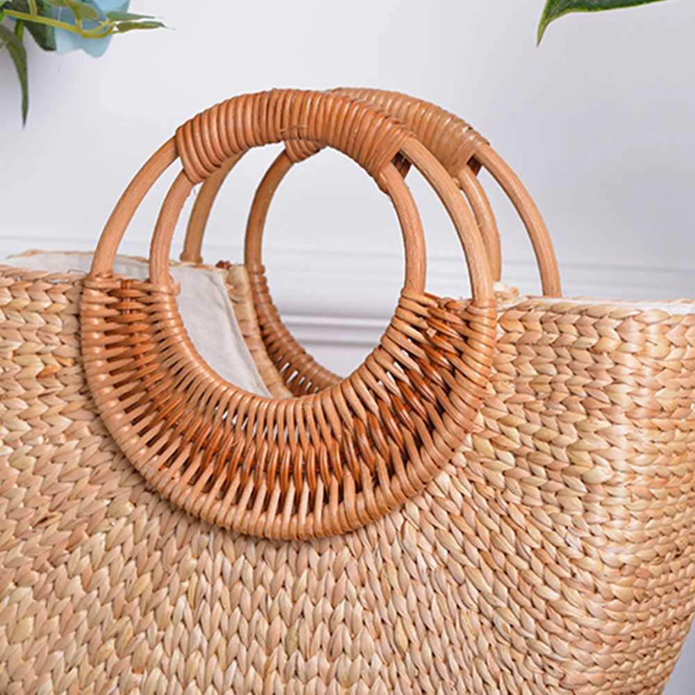 Women Summer Beach Bag Elegant Woven Top Handle Bag Travel Tote Purse Bucket Bag for Travel Vacation Z250617