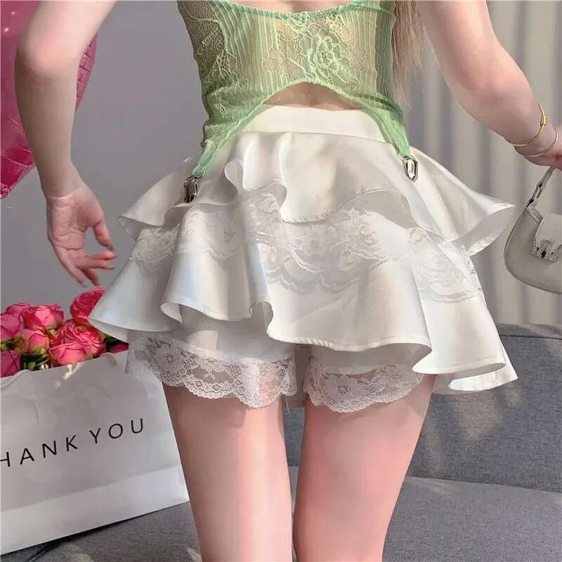 Cute Woman Skirt Patchwork Skirts for Women Kawaii Ruffle Casual High Quality Luxury Elegant New In Harajuku Summer 2025 Stylish