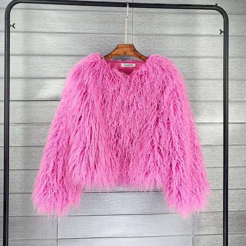 2025 Autumn Winter Women's Faux Fur Outdoor Fluffy Yellow Loose Plush Coat Female Warm Clothing Jacket Lady Street Outwear