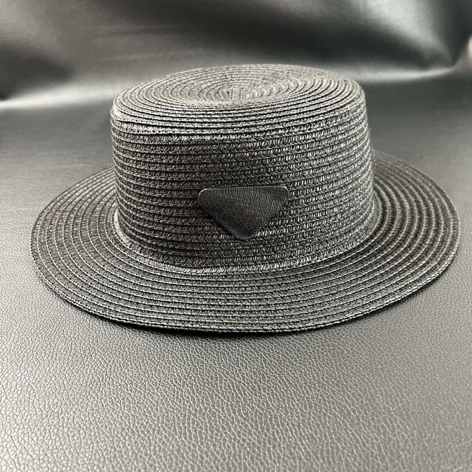 Spring and Autumn P Home Inverted Triangle Straw Hat for Women, Summer Flat Top British Jazz Sun Hat, Sunshade and Sun Protection Hat 250615