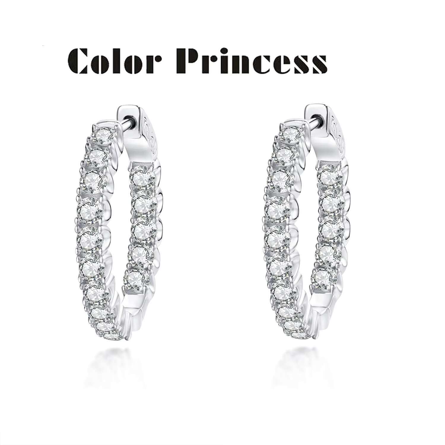 925 Silver Rhodium Plated Moissanite Hoop Earrings for Women