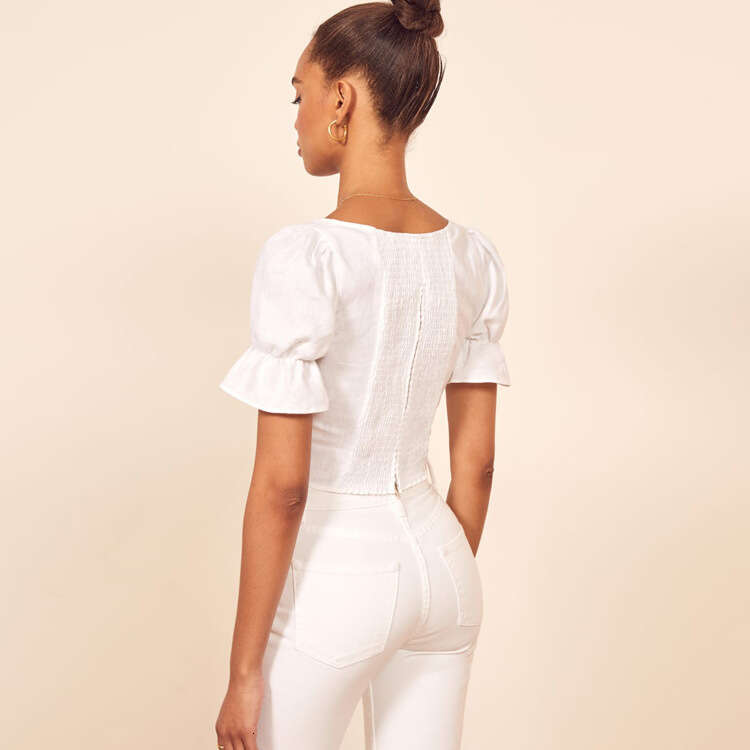 Promdress Robe De Designer Luxury Dress Women Dresses Womens Dress No.061#white Cotton Linen Ref2025 Summer Square Neck Short Sleeve Crop Top