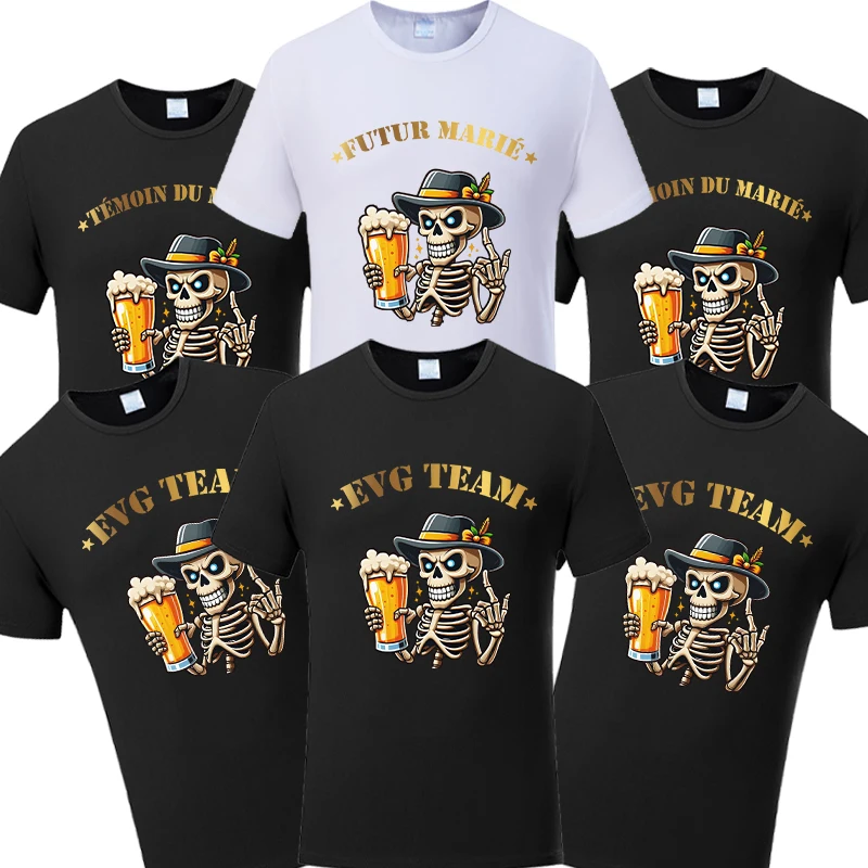 French Mens Evg Future Groom Man T-shirt Boyfriend Single Farewell Bachelor Party Tshirt Team Married Groom Short Sleeve Tees