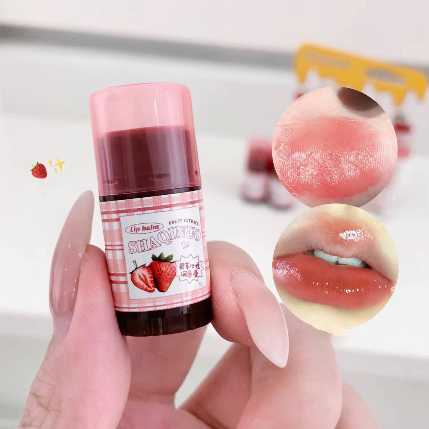 Mini Fruit Colored Lip Balm Set Lasting Reduce LipLine Moisturizing Lipstick Anti Aging Anti-drying Lips Care Cosmetics Makeup happy