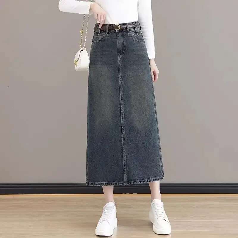 High Waist Wrap Maxi Tight Woman Denim Skirt with Slit Jeans Skirts for Women Long Cheap A Line Clothing Sales Y2k Vintage Trend