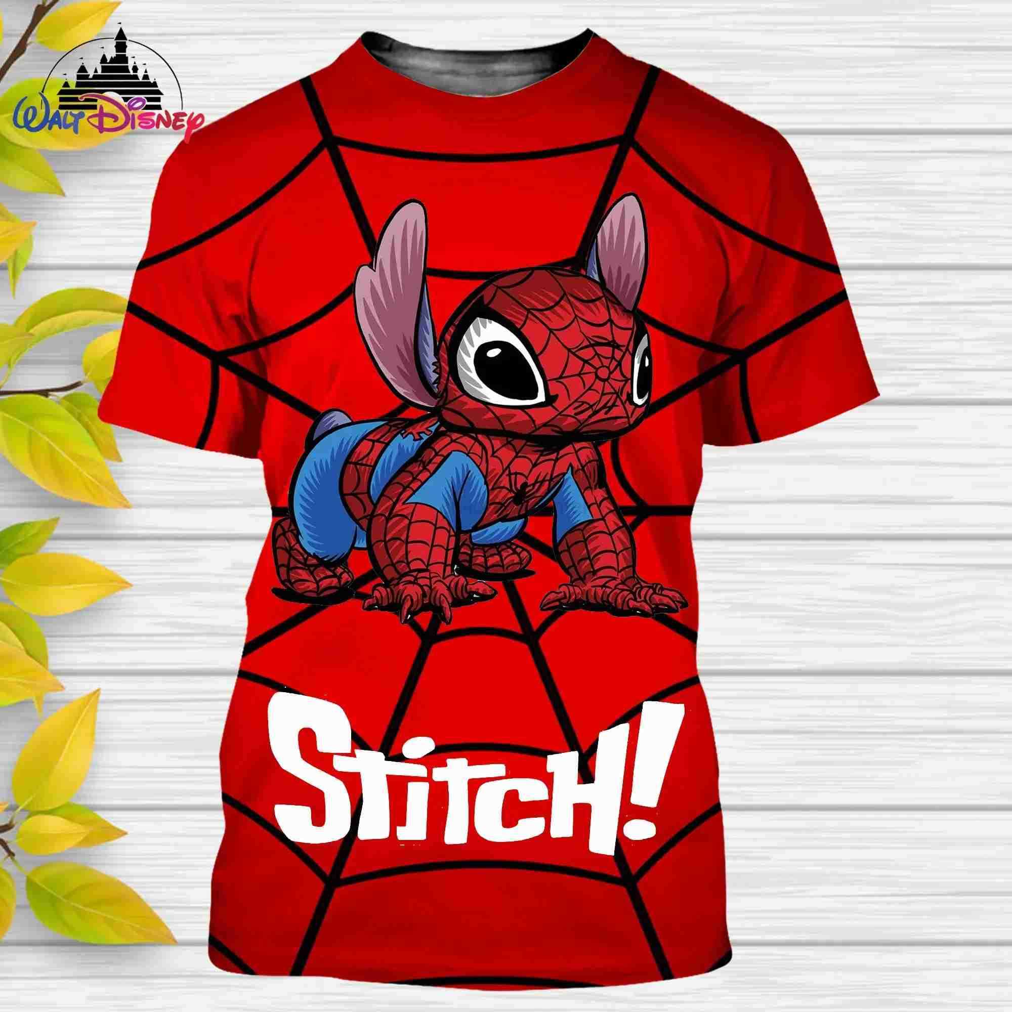 Disney Disney Halloween Stitch Men Women Short Sleeve Casual Style 3D Print Kids T Shirt Summer Casual Streetwear Tee Tops Cartoon W250617