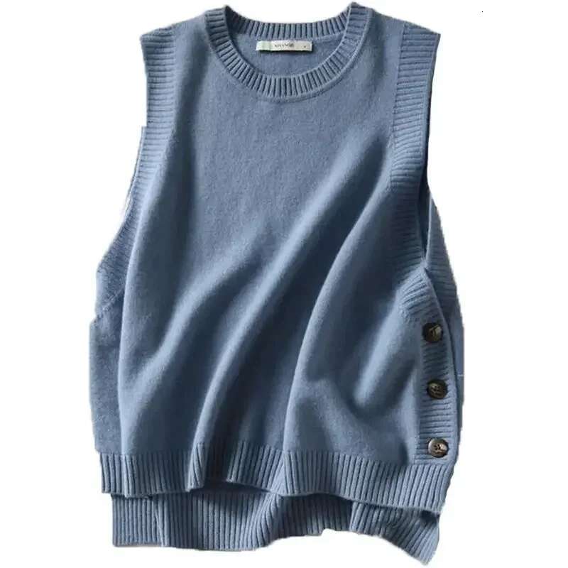 Solid Knit Vests for Women Fashion Waistcoat Korean Style Clothing Lady Sweaters Formal New In Autumn Winter Classic Knitwear