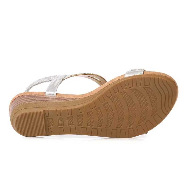 BEYARNE Womens Shoes Summer New Bohemia Wedge Women Sandals Rhinestone Woman Flip Flops Vintage Women Shoes BeachE627 Z250617