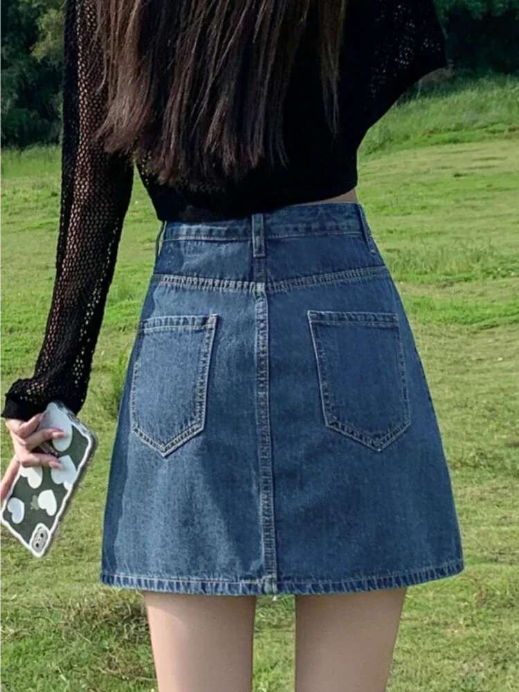 Trend 2025 New In High Waist Short Woman Denim Skirt Premium Stylish Cheap Luxury Elegant Clothing A Line Jeans Skirts for Women