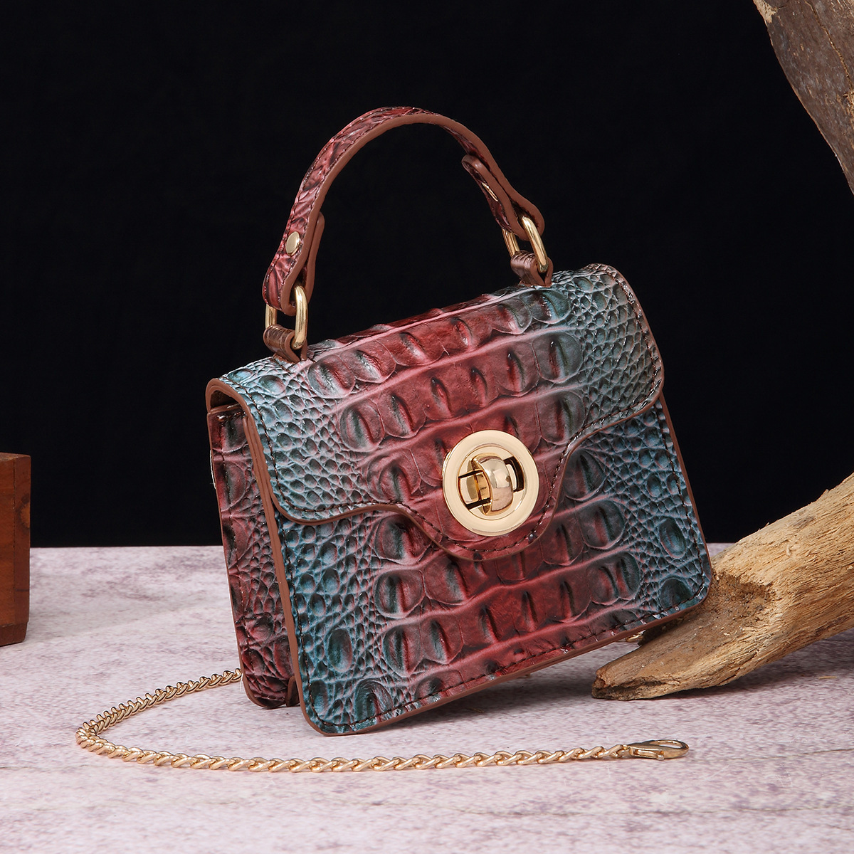 Free Shipping Designer Handheld Crossbody Wallet Mother And Child Retro Women's Bag Luxury Multi-color Brahmin Fashion Crocodile Pattern