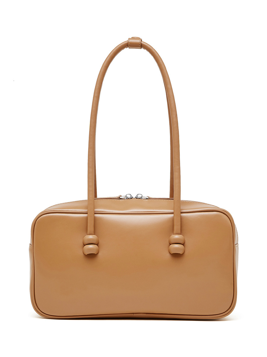 Free Shipping Large Capacity Designer Boston Bags Handbag Women's Luxury Genuine Leather Bowling Bag Fashion Underarm Shoulder Bag