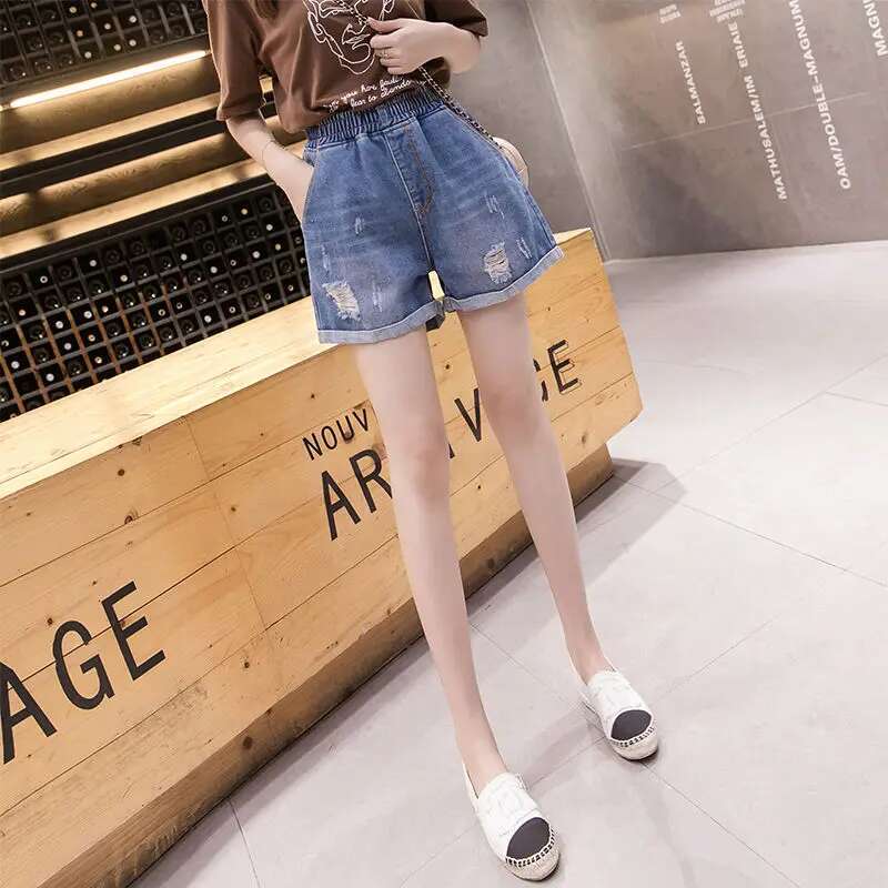 Womens Shorts Jeans Short Pants For Woman To Wear Home Ripped Denim With Waist Pocket Wide Trend 2025 Low Price Summer Luxury