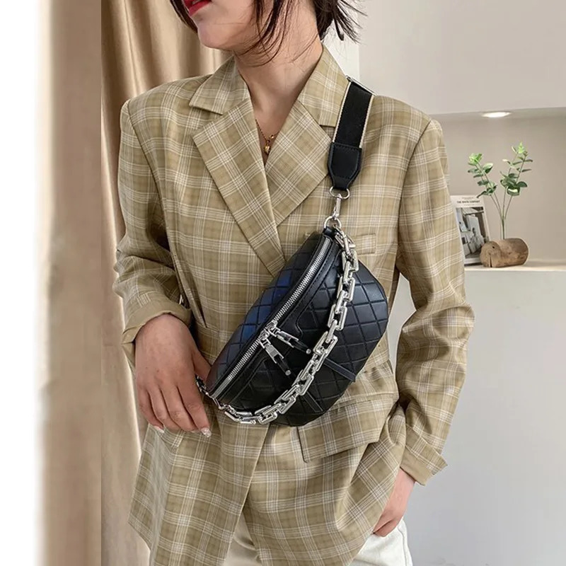 Chain Fanny pack Women Leather Waist Bag Chest pack Mini Female Belt Bags Fashion Ladies Shoulder Crossbody Bag 250614