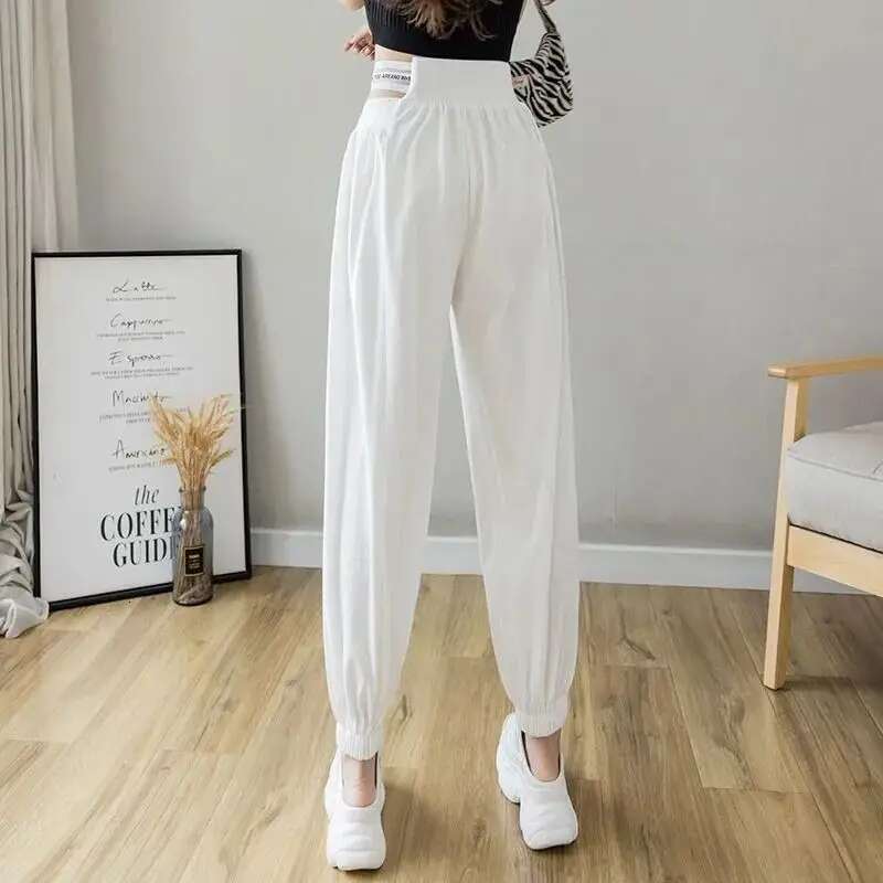 Womens Pants and Capris Elastic Waist Fitness Sweatpants Jogging White Sports Pencil Clothing Black Joggers Trousers for Woman
