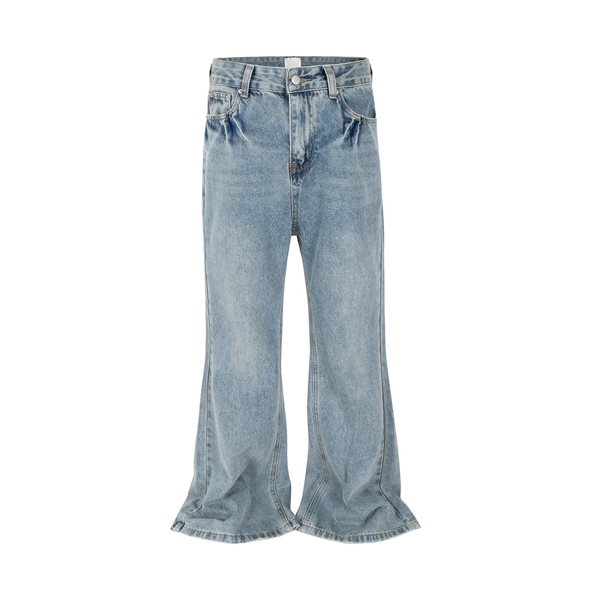 Harajuku Streetwear Washed Vintage Solid Jeans Mens Y2K Straight Baggy Flare Pants Unisex Oversized Casual Denim Trousers 250616