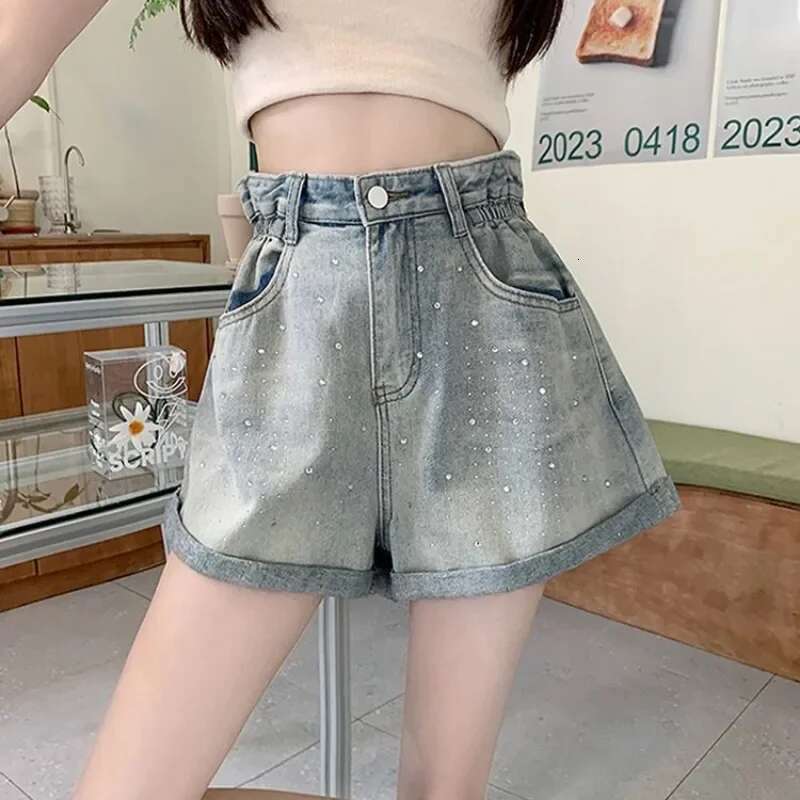 Denim Shorts For Women Korean Style Wide With Waist Pocket Short Jean Pants Woman To Wear Comfy New In Luxury Designer XL Casual