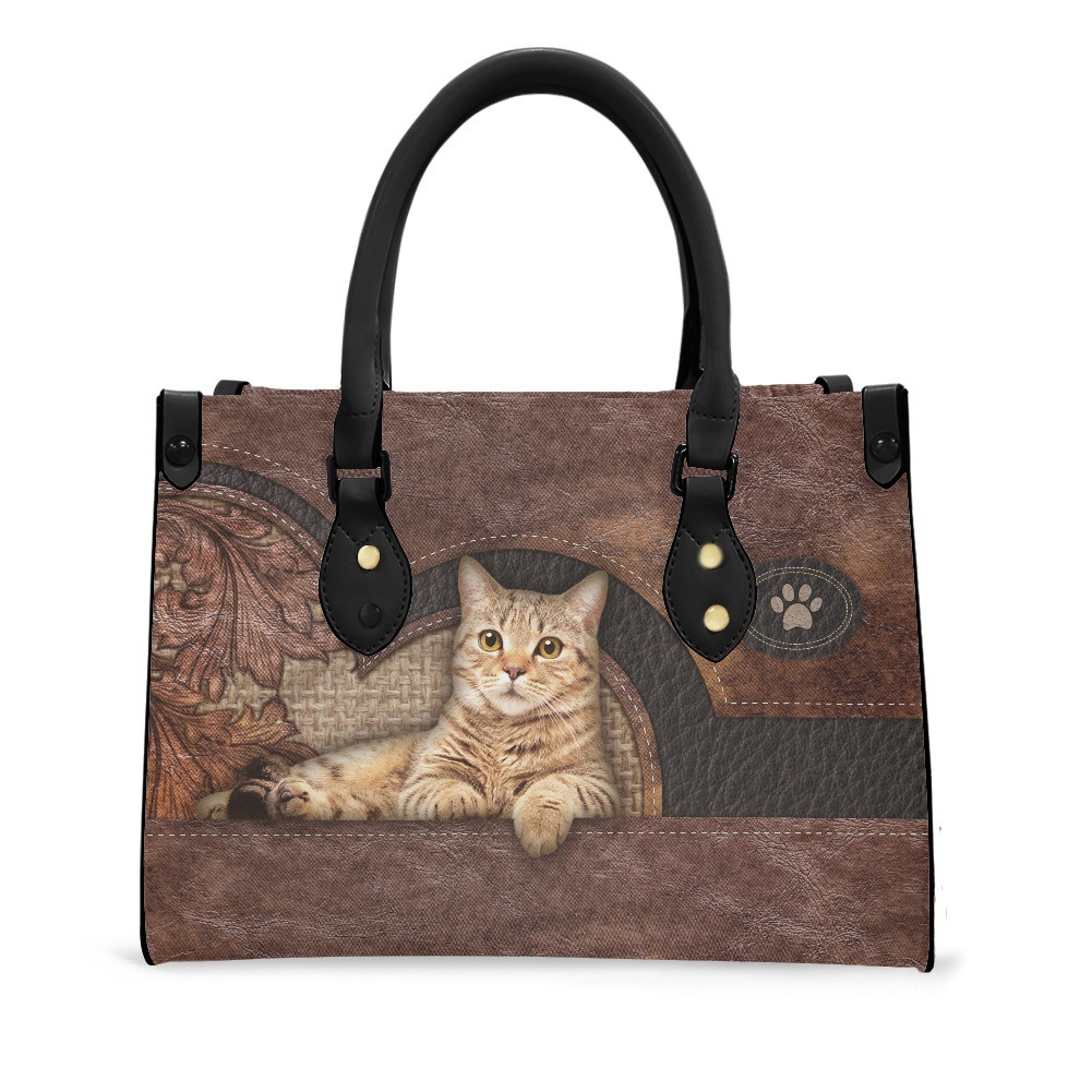 Free Shipping 2025 New Designer Bag Fashionable And High-quality Large Capacity Shopping Bag Genuine Cowhide Printed Sunflower Pet Pattern Retro Women