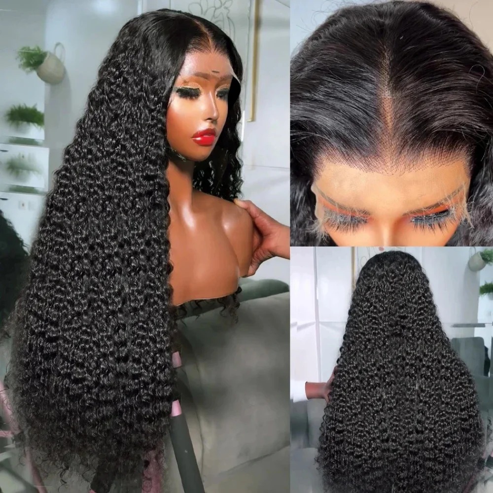 250 Density Invisible Strap 360 HD Full Lace Glueless Wig Deep Wave Frontal Wig Human Hair 30 Inch Water Wave Lace Front Wig Synthetic