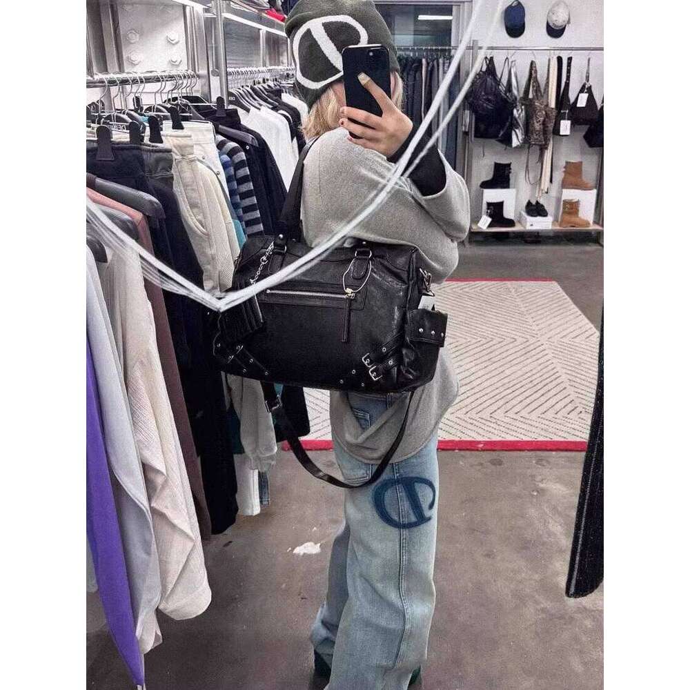Korean Niche Design Deinet Commuter Tote Large Capacity Motorcycle Handbag Shoulder Crossbody Bag Trendy Ins Style