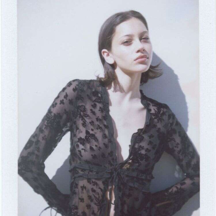 Vestidos Womens Dresses Black Dress Summer Dresses for Women 656 Summer New 2025 Silk Flocked Velvet Printed Sexy Semi-transparent Tie Long Sleeve Top