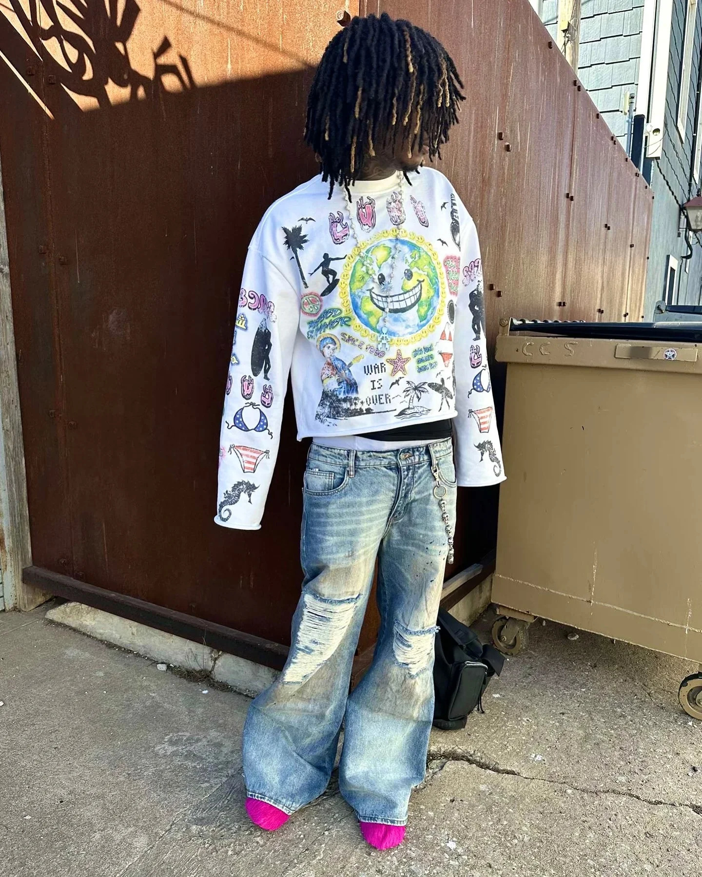 Y2k Harajuku Cartoon Graphic Graffiti Print Long Sleeves Women Hip Hop Oversized Loose Cotton T Shirts Tops Gothic Men Clothing 250616