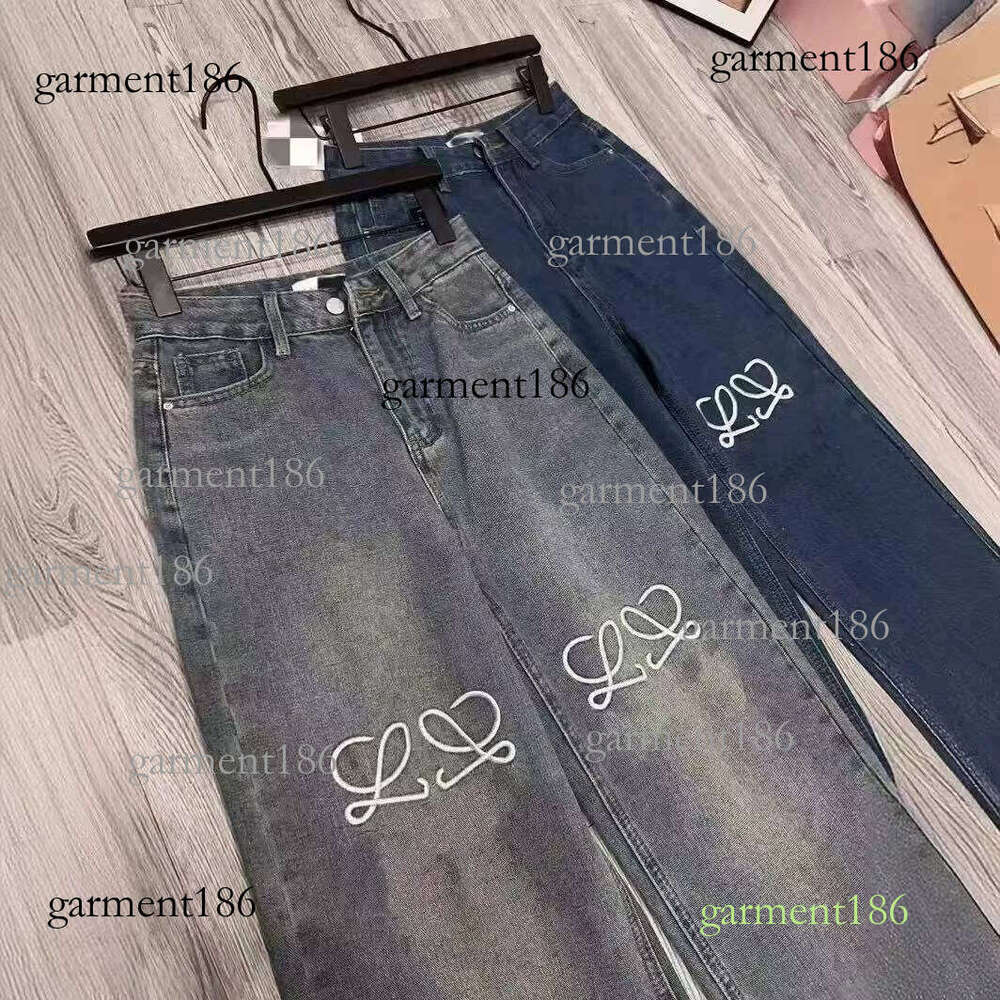 Men's Jeans Classic Logo Printed Black Straight Leg Early autumn new niche design fashion brand logo wide leg casual loose straight leg denim pan