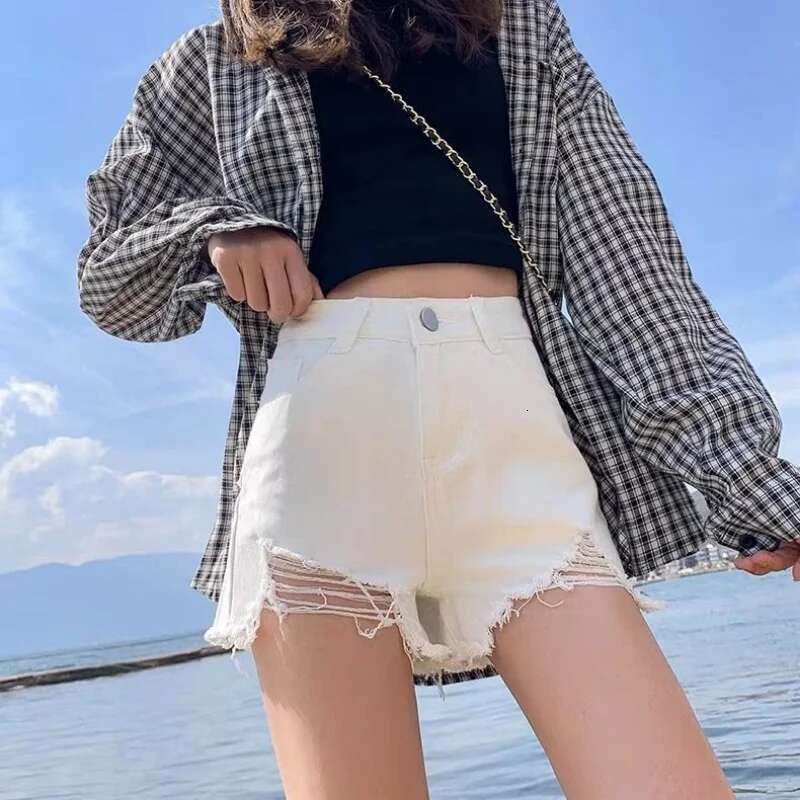 Womens Shorts Blue Short Pants For Woman To Wear Denim Wide Jeans Cotton Luxury Trend 2025 Aesthetic Outfits Clothes Elasticty