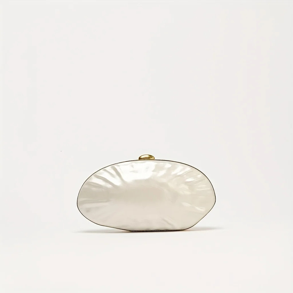 Shell Clutch Bag Acrylic pearl color frame purse women wedding evening party cute ivory handbag spring 250614
