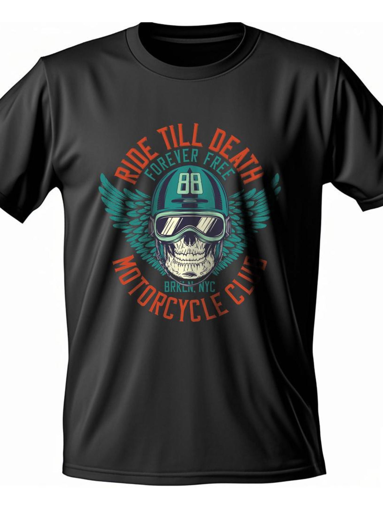 Dongdumaoyi Round Collar T Shirts White Black Men S-3Xl Motorcycle 180G Adult Short Sleeve Cotton Text Skull 5ac6
