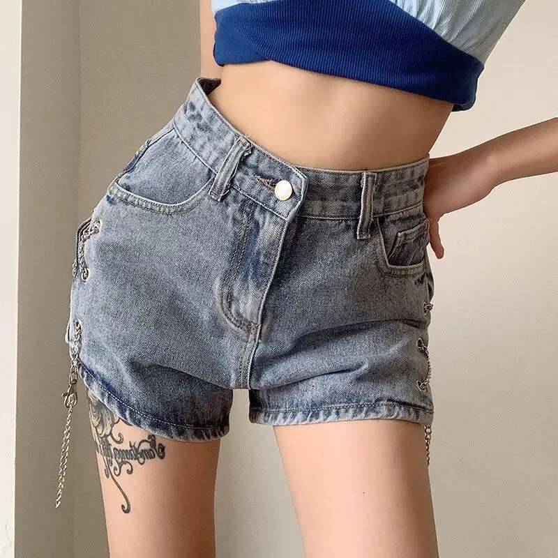 Short Pants for Woman To Wear Sexy Mini Womens Shorts Jeans Denim Biker Clothes Design Outfits Aesthetic Korean Style Elasticty