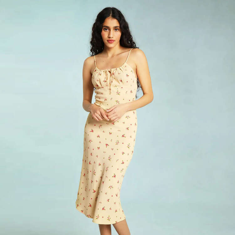 Bodysuit Clothes Women Designer Floral Dress N054 Summer 2025 Printed Over-the-knee Mid-length Slim Fit Strap Dress French Style Womens Fashion