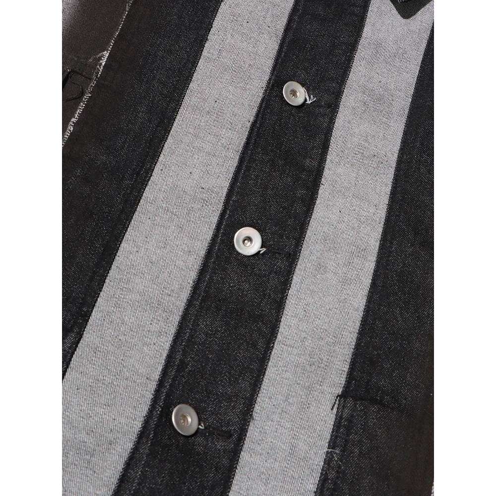 CHICEVER Hit Color Striped Design Jackets For Women Lapel Long Sleeve Spliced Button Irregular Loose Short Coats Female Autumn