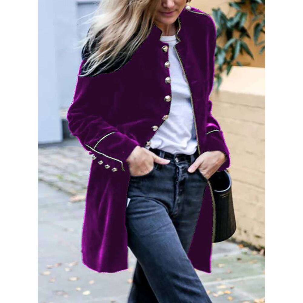Women Autumn Winter Warm Veet Jackets Female Streetwear Loose Casual Long Sleeve Coat Patchwork Multiple Buttons Solid Outwear