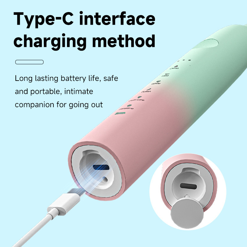 Soft Bristle Rechargeable Automatic Metal Shaft 18-Speed Electric Toothbrush Couple Model For Adults