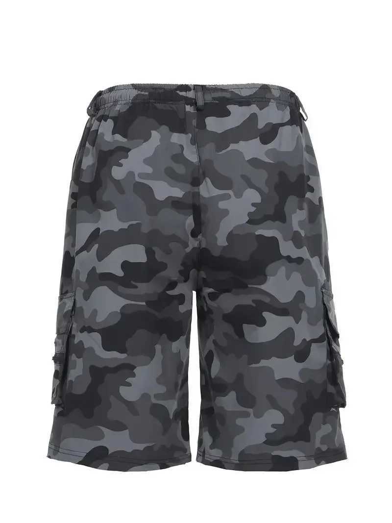 Arrow Line Print Mens Cargo Shorts - Utility Pockets Anti-Roll Hem Adjustable Waistband for Daily Adventures Z250617
