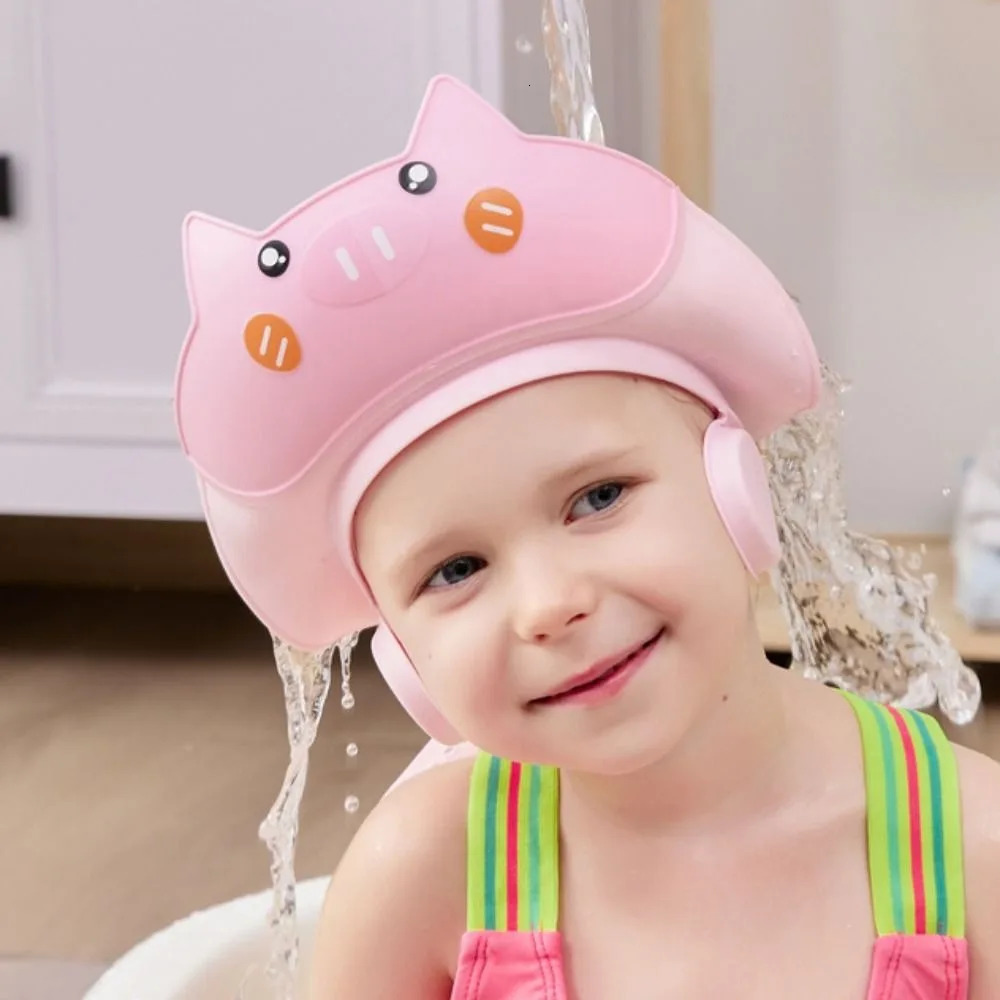 Cute Animal Shape Baby Shower Cap Adjustable Soft Baby Shampoo Cap Waterproof Eye Ear Protection Childrens Bath Cap For Kids 250617