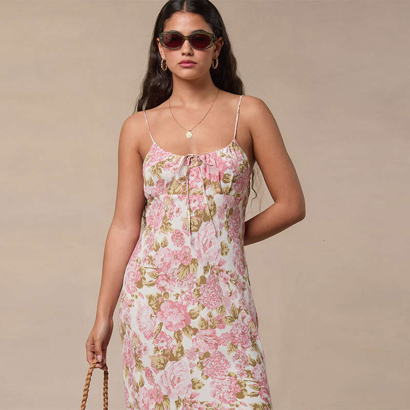 Vestido De Mujer Partydress Maxi Dress for Women June Vestidos Womandress 054#new 2025 Floral Sexy Mid-length Slim French Style Strap Dress Womens Fas