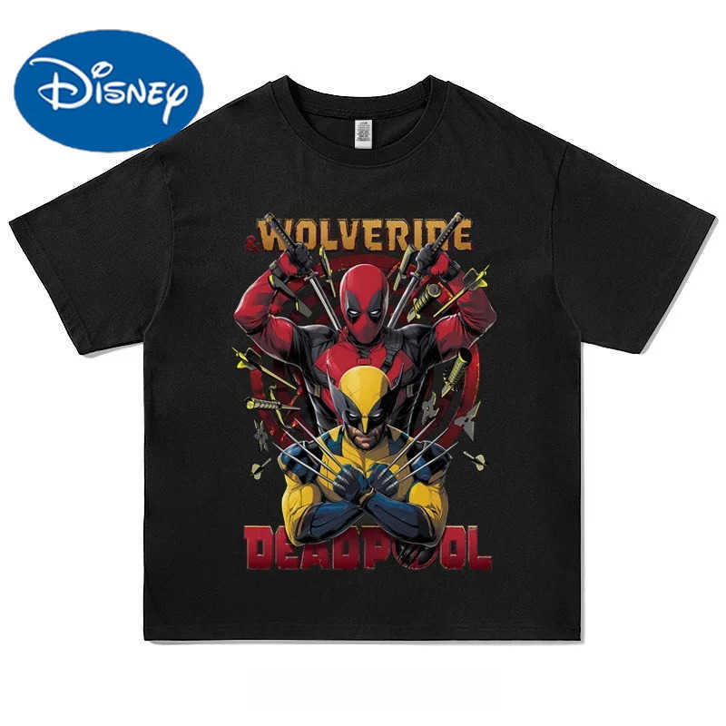 Disney Deadpool Wolverine 3 Cotton Kids T-shirt Anime Movie Short Sleeve Tshirt Child Tee Boy Girl Tops Print Fashion W250617