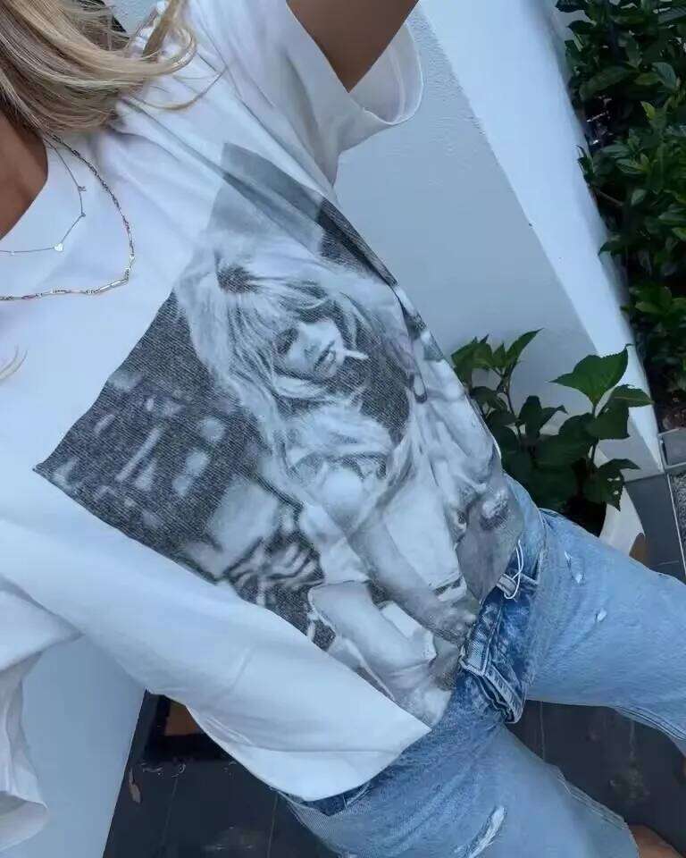 Designer Clothing 2025 Graphic Printed O-Neck Cotton T-Shirt Women Summer Short Sleeve White Tops Fashion Casual Tshirt Tee